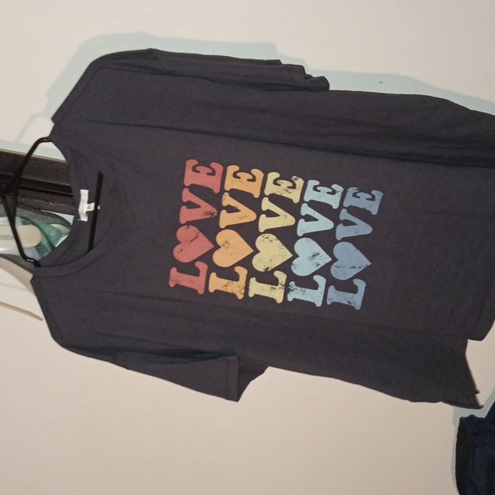 LOVE rainbow letters charcoal grey shirt